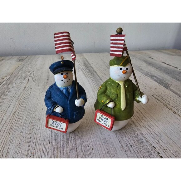 Sandi gore evans snowman ornament patriotic 4th of July God bless America wild b - Picture 1 of 9